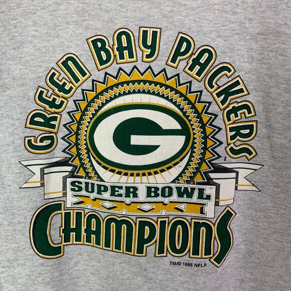 VTG LOGO 7 1996 Green Bay Packer‎ Champions Super Bowl Sweatshirt Gray  L USA - Picture 3 of 9